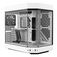 y60 modern aesthetic dual chamber panoramic tempered glass atx mid-tower computer gaming case - snow white