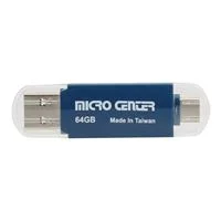 Micro Center 64GB Dual SuperSpeed USB 3.2 (Gen 1 Type-A/Type-C) Flash Drive - Blue