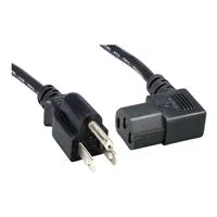 Micro Connectors NEMA 5-15P to IEC-320 C13  Universal AC Right-Angled Power Cord 10 ft - Black